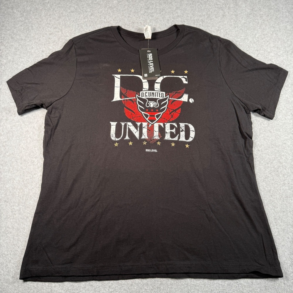 New DC United MLS Soccer T-Shirt 500 Level Bella Canvas Black‎ XL Womens